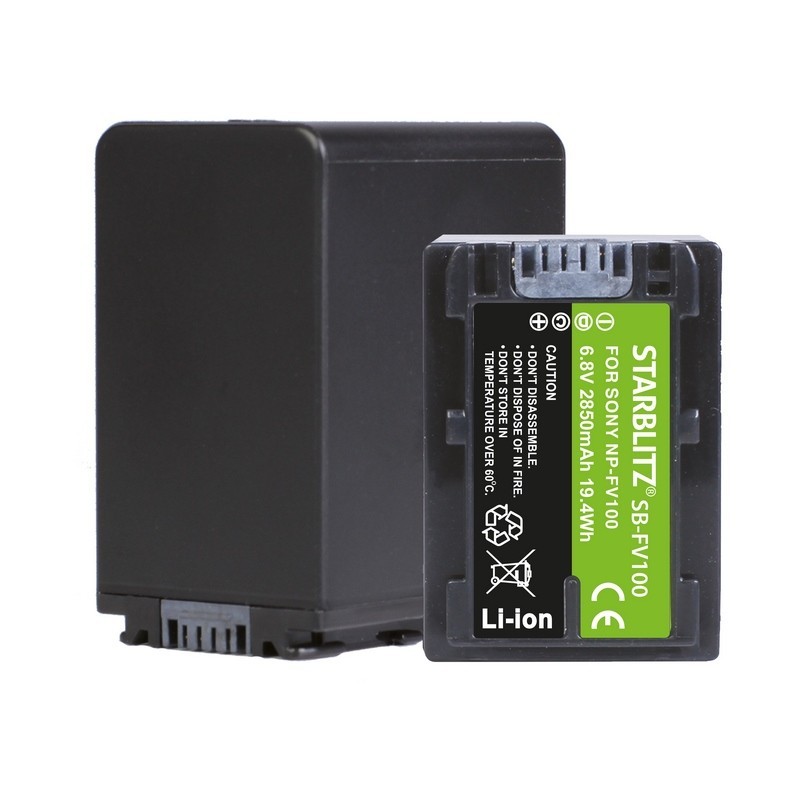 Bateria recarregável de iões de lítio compatível com Sony NP-FV100 6.8v 3900 mAh